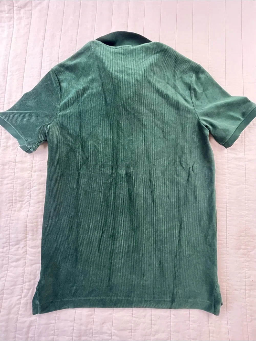 Ralph Lauren Forest Green Textured Velour Short-Sleeve Polo Shirt XS